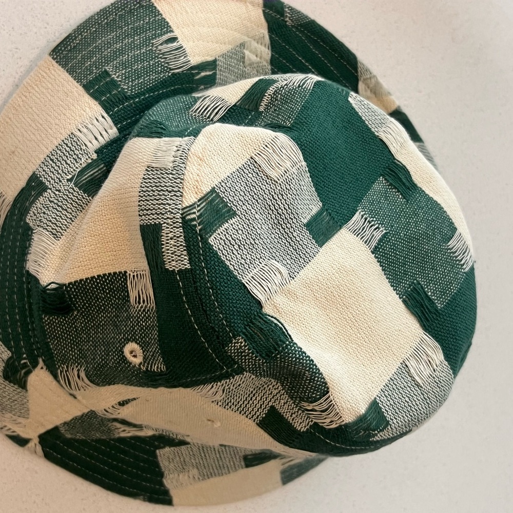 Green and Cream Patchwork Bucket Hat